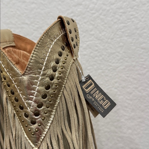 Dingo Gypsy Gold Fringe Cowboy Boots Size 8 - Picture 7 of 9